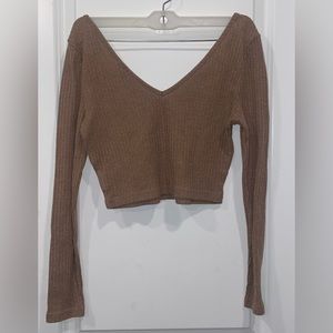 Shein wide v neck Crop top sweater